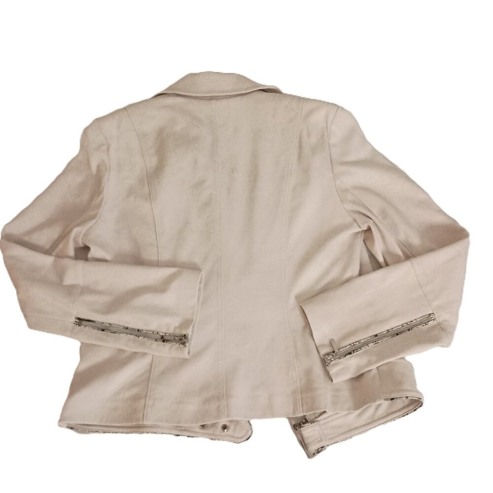 Insight Off White Faux Suede Moto Jacket Womens 10 - Picture 3 of 16
